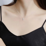 TrustDavis 925 Silver Zircon Christmas Tree Pendant Necklace