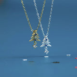 TrustDavis 925 Silver Zircon Christmas Tree Pendant Necklace