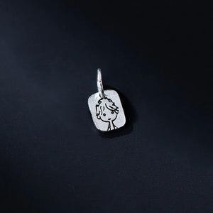 TrustDavis 925 Sterling Silver Boy Square Pendant DIY Jewelry HY314