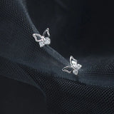 TrustDavis 925 Silver Butterfly CZ Stud Earrings Wedding Jewelry