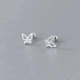 TrustDavis 925 Silver Butterfly CZ Stud Earrings Wedding Jewelry