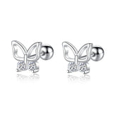 TrustDavis 925 Silver Butterfly CZ Stud Earrings Wedding Jewelry