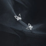 TrustDavis 925 Silver Butterfly CZ Stud Earrings Wedding Jewelry