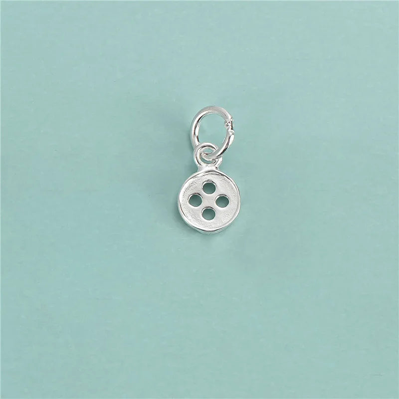 TrustDavis 925 Sterling Silver Buttons Charm Pendant DIY Necklace Bracelet
