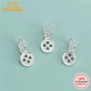 TrustDavis 925 Sterling Silver Buttons Charm Pendant DIY Necklace Bracelet
