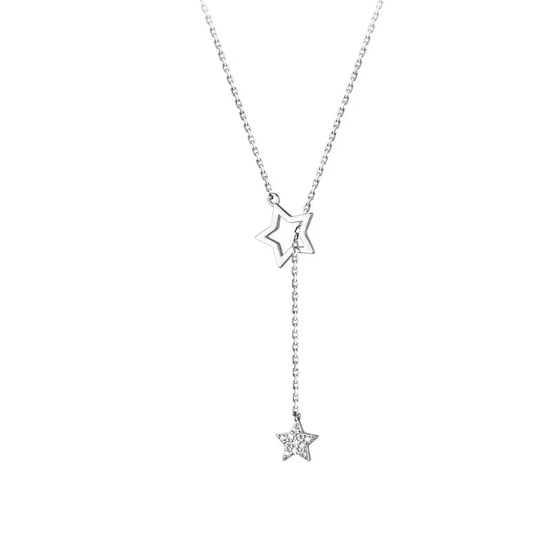 TrustDavis 925 Silver Star Choker Necklace Tassel Chain Wedding Jewelry DB072