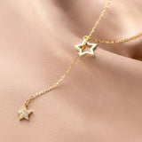 TrustDavis 925 Silver Star Choker Necklace Tassel Chain Wedding Jewelry DB072