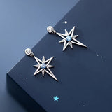 925 Silver Star CZ Stud Earrings Women Wedding Fine Jewelry DS559
