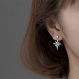 925 Silver Star CZ Stud Earrings Women Wedding Fine Jewelry DS559