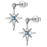925 Silver Star CZ Stud Earrings Women Wedding Fine Jewelry DS559