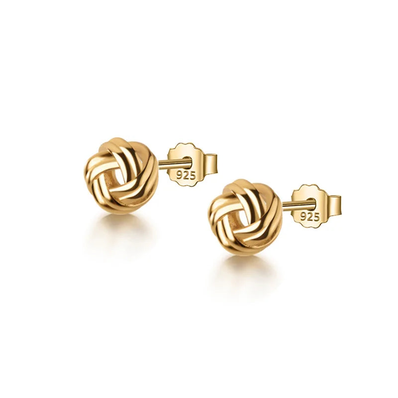 Davis Sweet Knot Stud Earrings 925 Sterling Silver