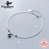 TrustDavis 925 Silver Chinese Charm Wish Bell Anklet for Women Birthday Gift