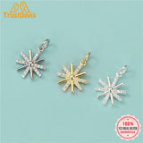 925 Sterling Silver Christmas Snowflake CZ Charm Pendant DIY Accessories