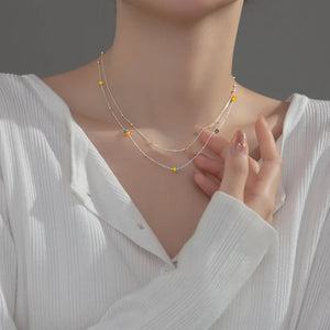 TrustDavis 925 Silver CZ Clavicle Necklace Wedding Party S925 Jewelry
