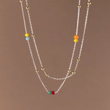 TrustDavis 925 Silver CZ Clavicle Necklace Wedding Party S925 Jewelry