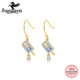TrustDavis 925 Silver Geometric Stud Earring Women Party Gift LB480