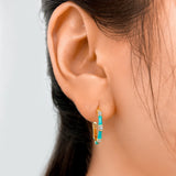 TrustDavis 925 Silver Glaze CZ Hoop Earring Office Lady Jewelry