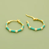 TrustDavis 925 Silver Glaze CZ Hoop Earring Office Lady Jewelry