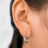 TrustDavis 925 Silver Glaze CZ Hoop Earring Office Lady Jewelry