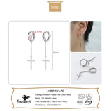 Davis 925 Silver Cross Chain Hoop Earring Women Wedding Party Fine Jewelry