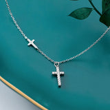 TrustDavis 925 Silver Cross CZ Pendant Necklace For Women