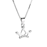 925 Sterling Silver Crown CZ Pendant Necklace For Women Wedding Party