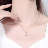 925 Sterling Silver Crown CZ Pendant Necklace For Women Wedding Party