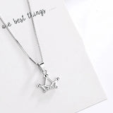 925 Sterling Silver Crown CZ Pendant Necklace For Women Wedding Party