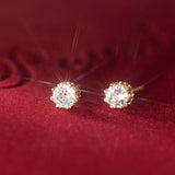 925 Sterling Silver Crown CZ Stone Stud Earrings for Women Girls Gift