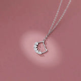TrustDavis 925 Silver Cat Pendant Necklace for Daughter Girls Birthday