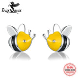 Real 925 Sterling Silver Bees Stud Earrings For Women Wedding Party S925 Earring
