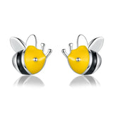 Real 925 Sterling Silver Bees Stud Earrings For Women Wedding Party S925 Earring