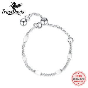 TrustDavis 925 Sterling Silver Chain Ring for Women Wedding Party