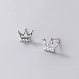 925 Sterling Silver CZ Queen's Crown Stud Earrings Wedding Party Gift