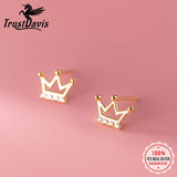 925 Sterling Silver CZ Queen's Crown Stud Earrings Wedding Party Gift
