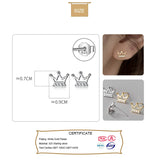 925 Sterling Silver CZ Queen's Crown Stud Earrings Wedding Party Gift