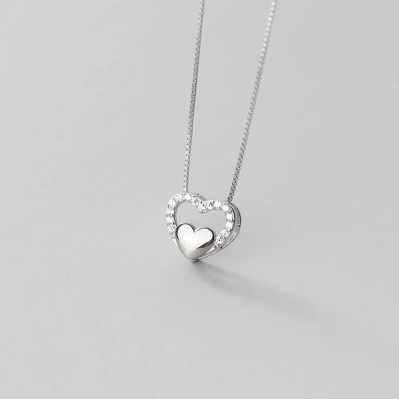 TrustDavis Romantic Heart CZ Choker Necklace For Women