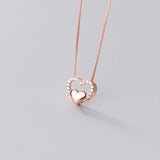 TrustDavis Romantic Heart CZ Choker Necklace For Women