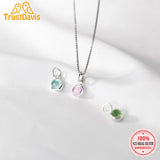 TrustDavis 925 Sterling Silver Round Color Pendant DIY Necklace Accessories