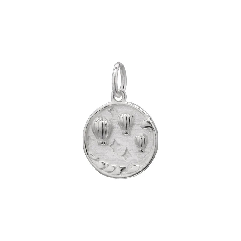 Real 925 Sterling Silver Hot Air Balloon Charm Pendant