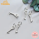 Davis 925 Sterling Silver Sweet Heart Key Charm Pendant DIY Jewelry