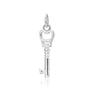 Davis 925 Sterling Silver Sweet Heart Key Charm Pendant DIY Jewelry