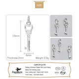 Davis 925 Sterling Silver Sweet Heart Key Charm Pendant DIY Jewelry