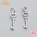 Davis 925 Sterling Silver Sweet Heart Key Charm Pendant DIY Jewelry
