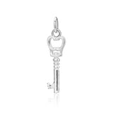 Davis 925 Sterling Silver Sweet Heart Key Charm Pendant DIY Jewelry