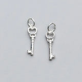 Davis 925 Sterling Silver Sweet Heart Key Charm Pendant DIY Jewelry