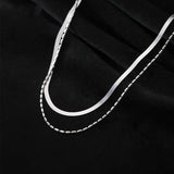 925 Sterling Silver Double Bamboo Snake Chain Necklace For Women