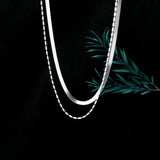 925 Sterling Silver Double Bamboo Snake Chain Necklace For Women