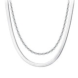925 Sterling Silver Double Bamboo Snake Chain Necklace For Women