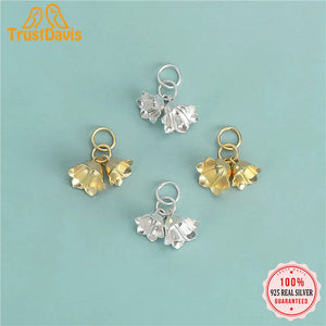 TrustDavis 925 Silver Double Flower Pendant Jewelry DZ711